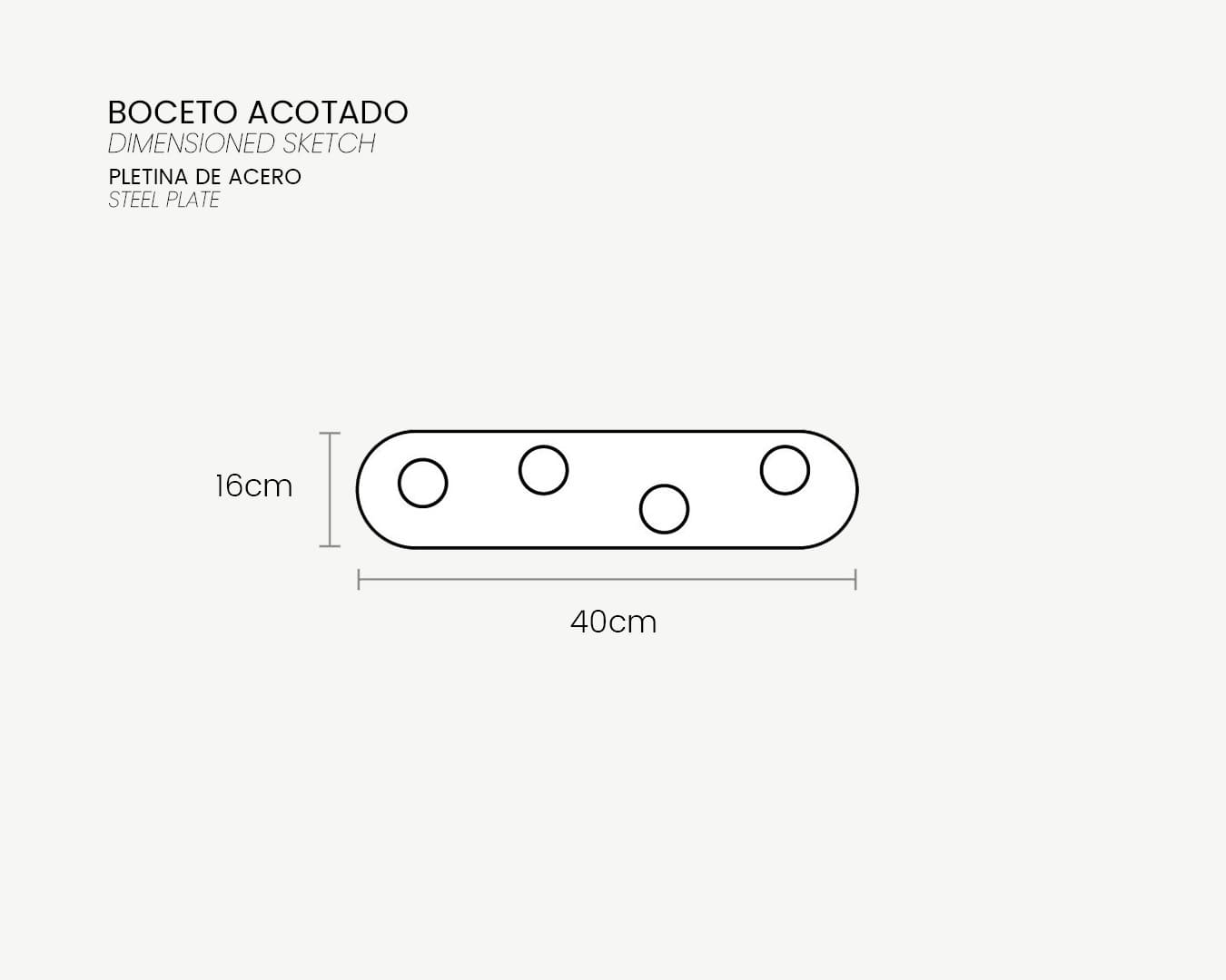 04_Boceto Acotado_Placa recta acero_40x16