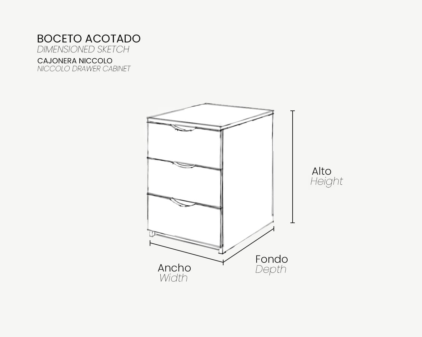 00_Boceto Acotado_Cajonera NICCOLO_3 cajones