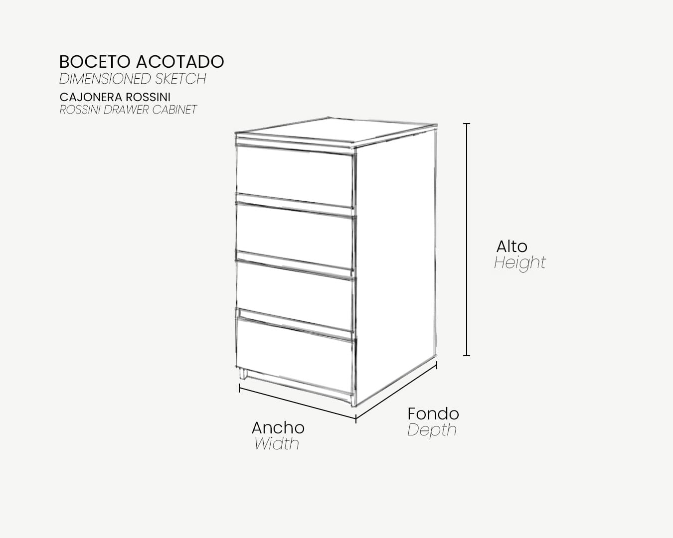 00_Boceto Acotado_Cajonera ROSSINI_4 cajones