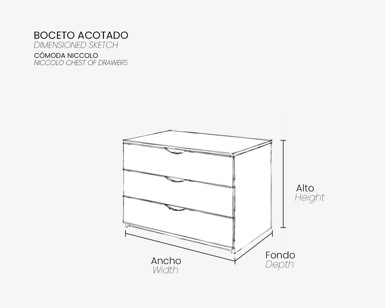00_Boceto Acotado_Cómoda NICCOLO_3 cajones