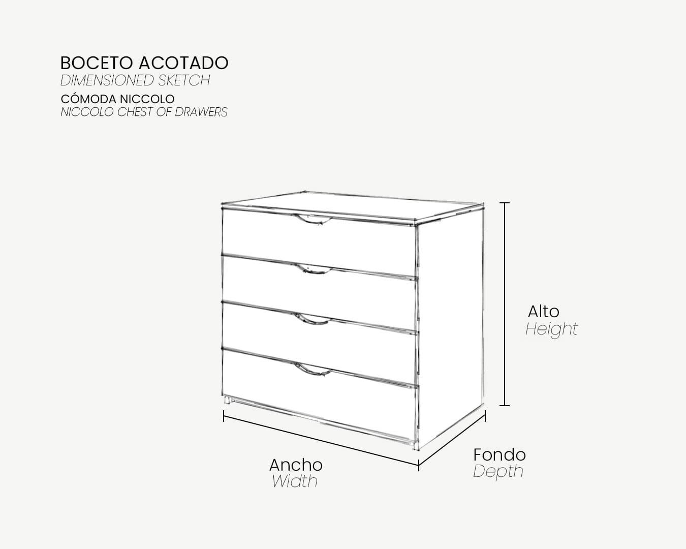 00_Boceto Acotado_Cómoda NICCOLO_4 cajones