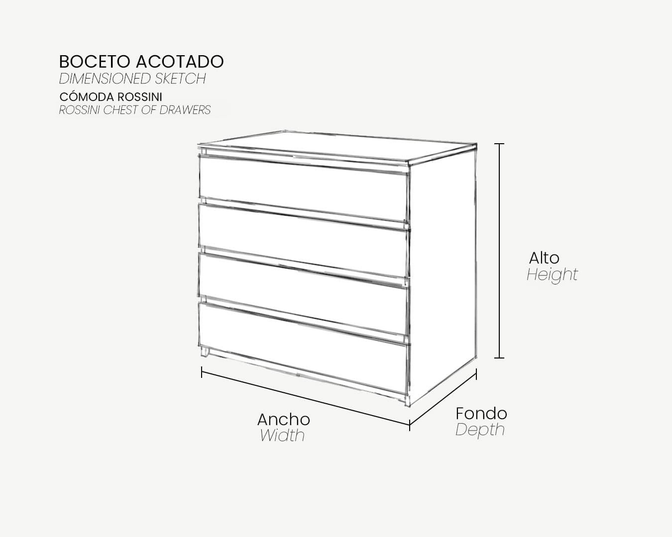 00_Boceto Acotado_Cómoda ROSSINI_4 cajones