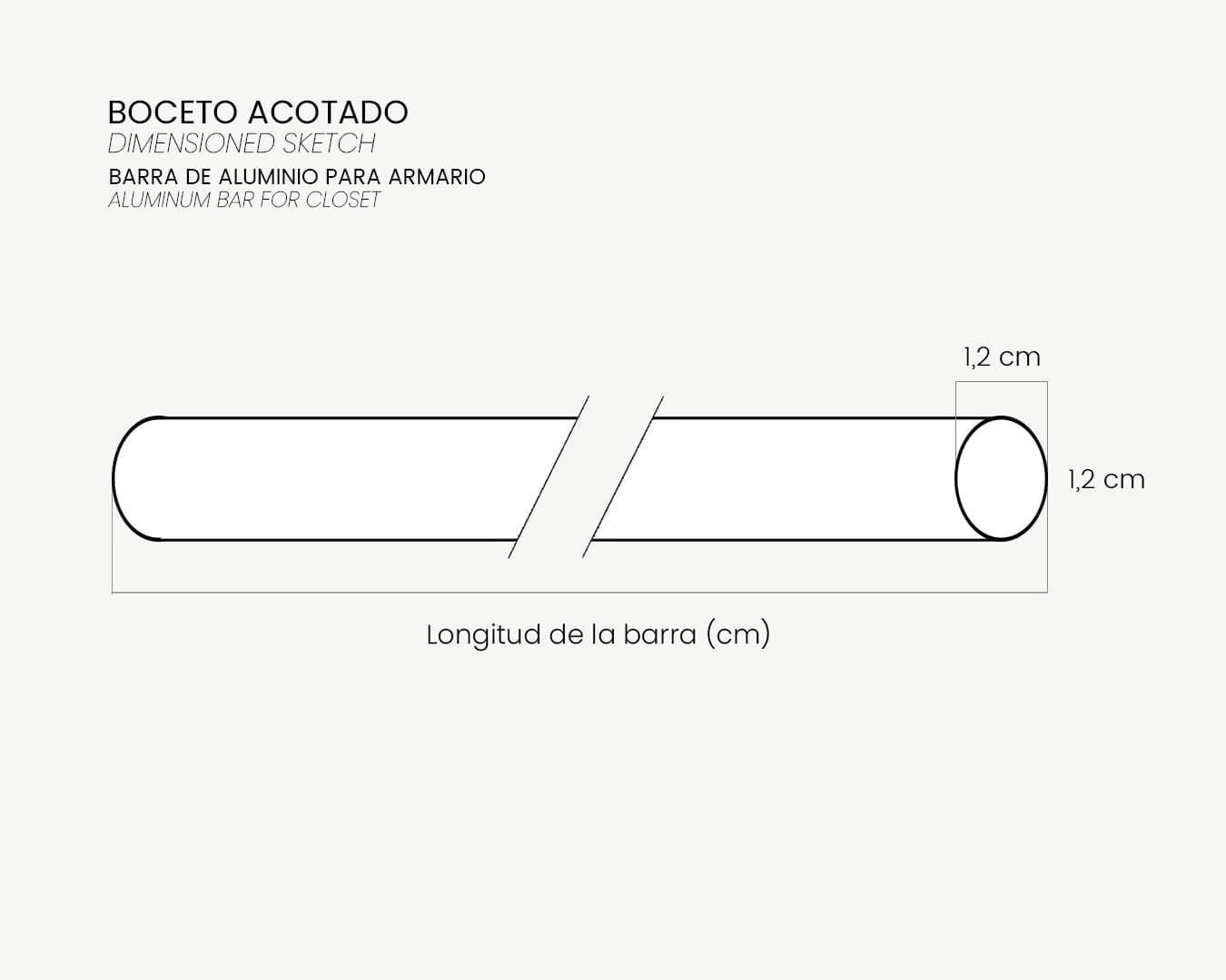 03_Croquis Barra_Aluminio para armario redonda