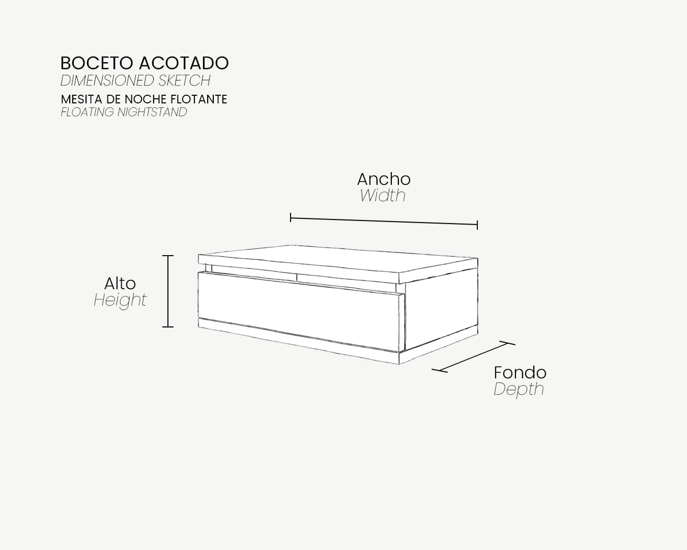 04_Boceto Acotado_Mesa de noche flotante-un cajon-ROSSINI