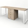 Roble Cambrian_Escritorio Industrial Doble Cajonera - Pata Blanca