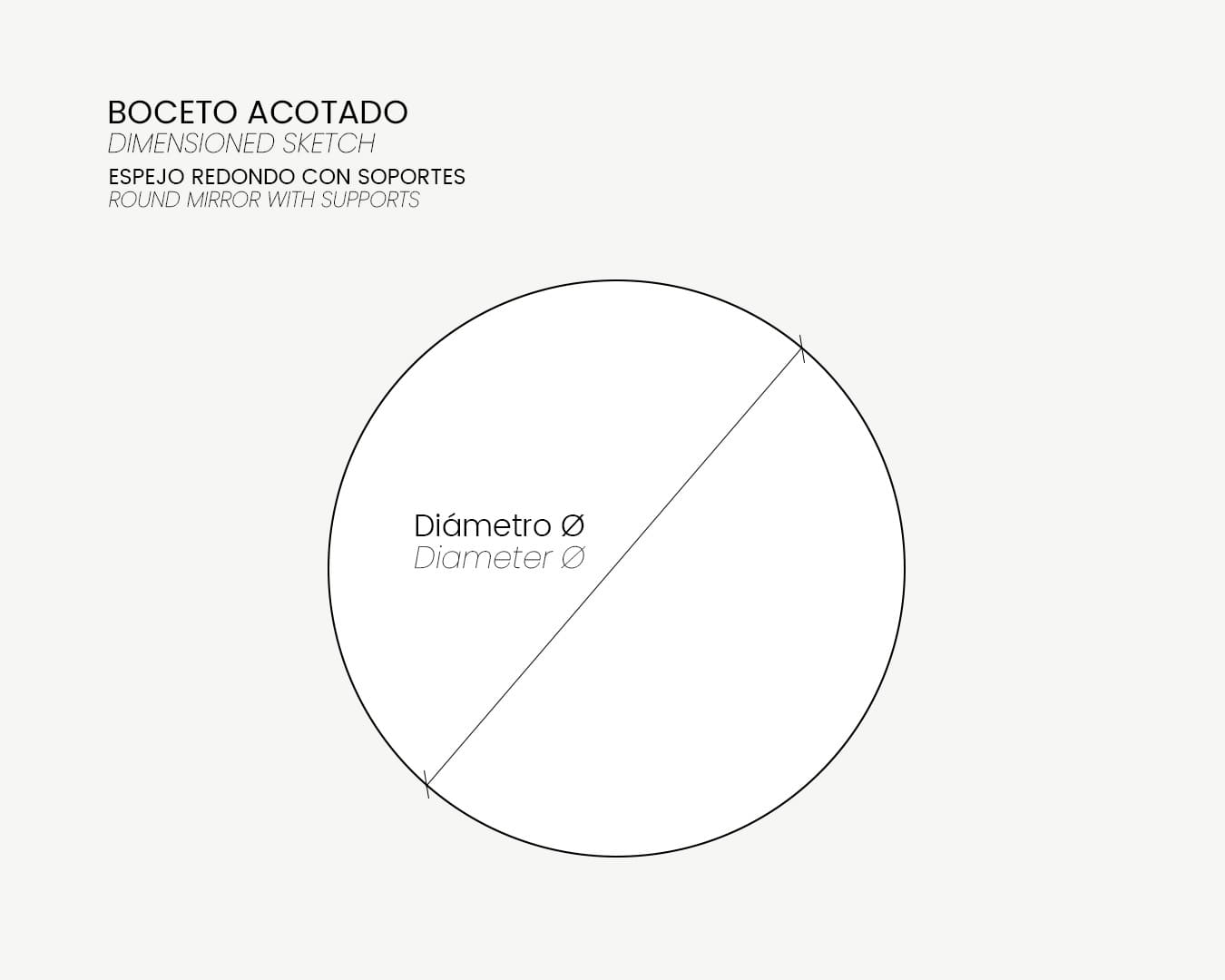 04_Boceto Acotado_Espejo redondo con soportes