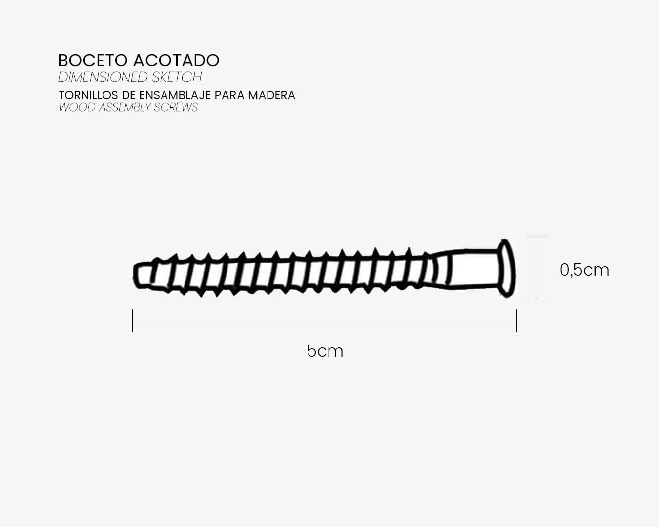 04_Boceto Acotado_Tornillo de ensamble para madera 20ud.