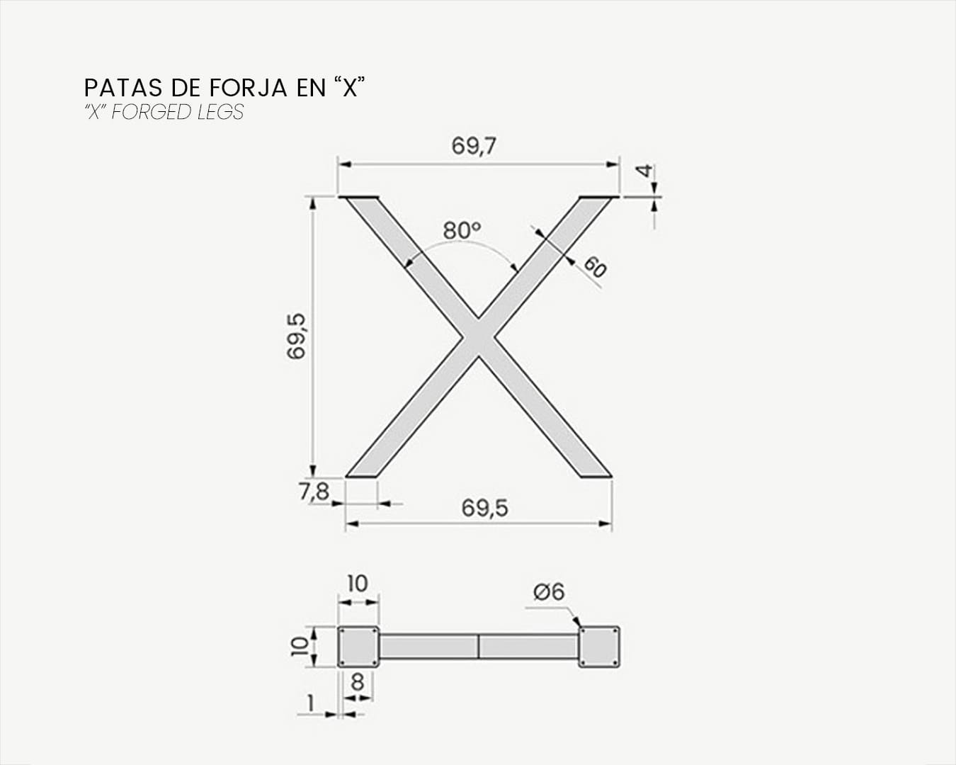 04_Boceto acotado_Patas forja en X-Nombre