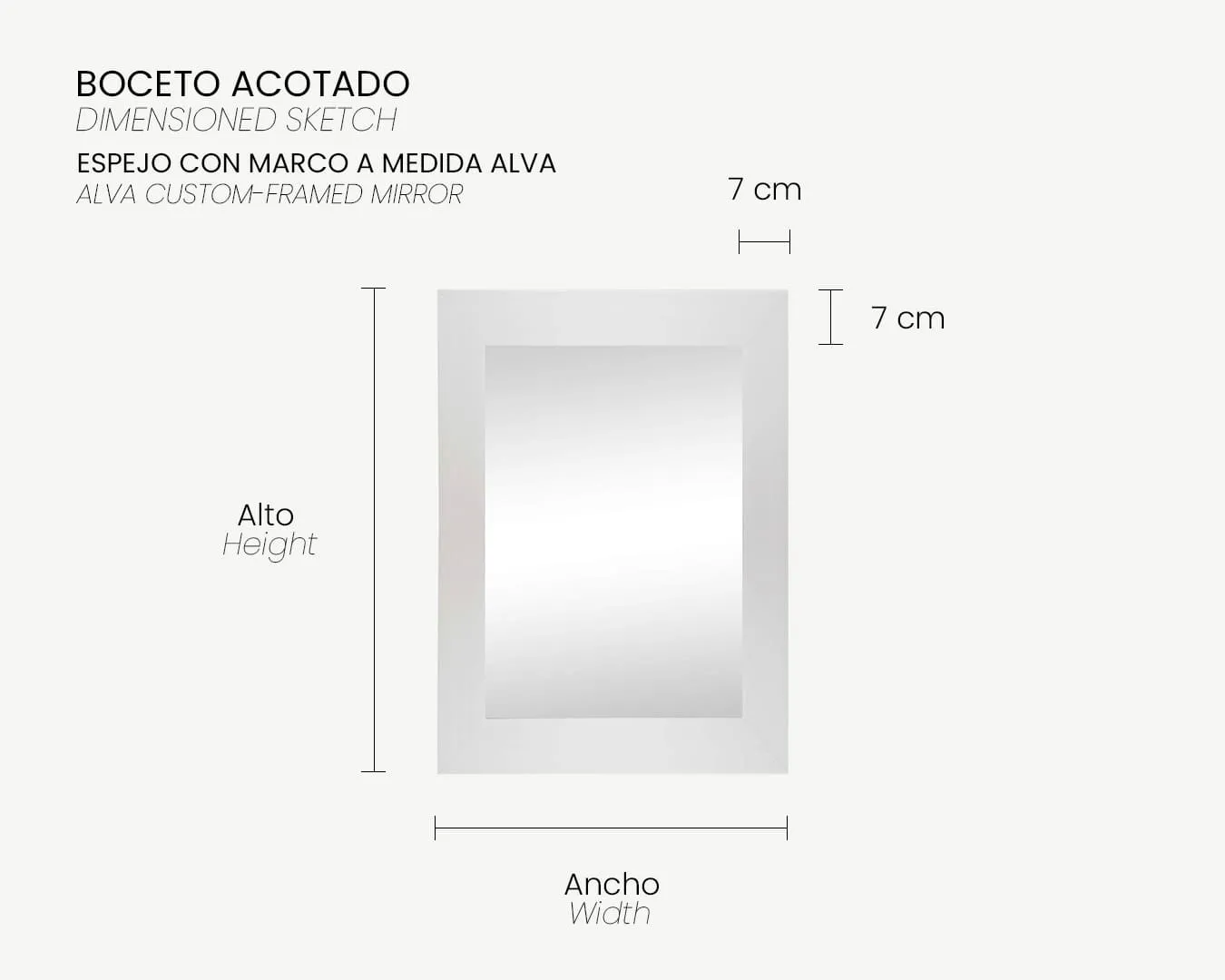 04_Boceto Acotado_Espejo a medida ALVA-Blanco Ref. 443