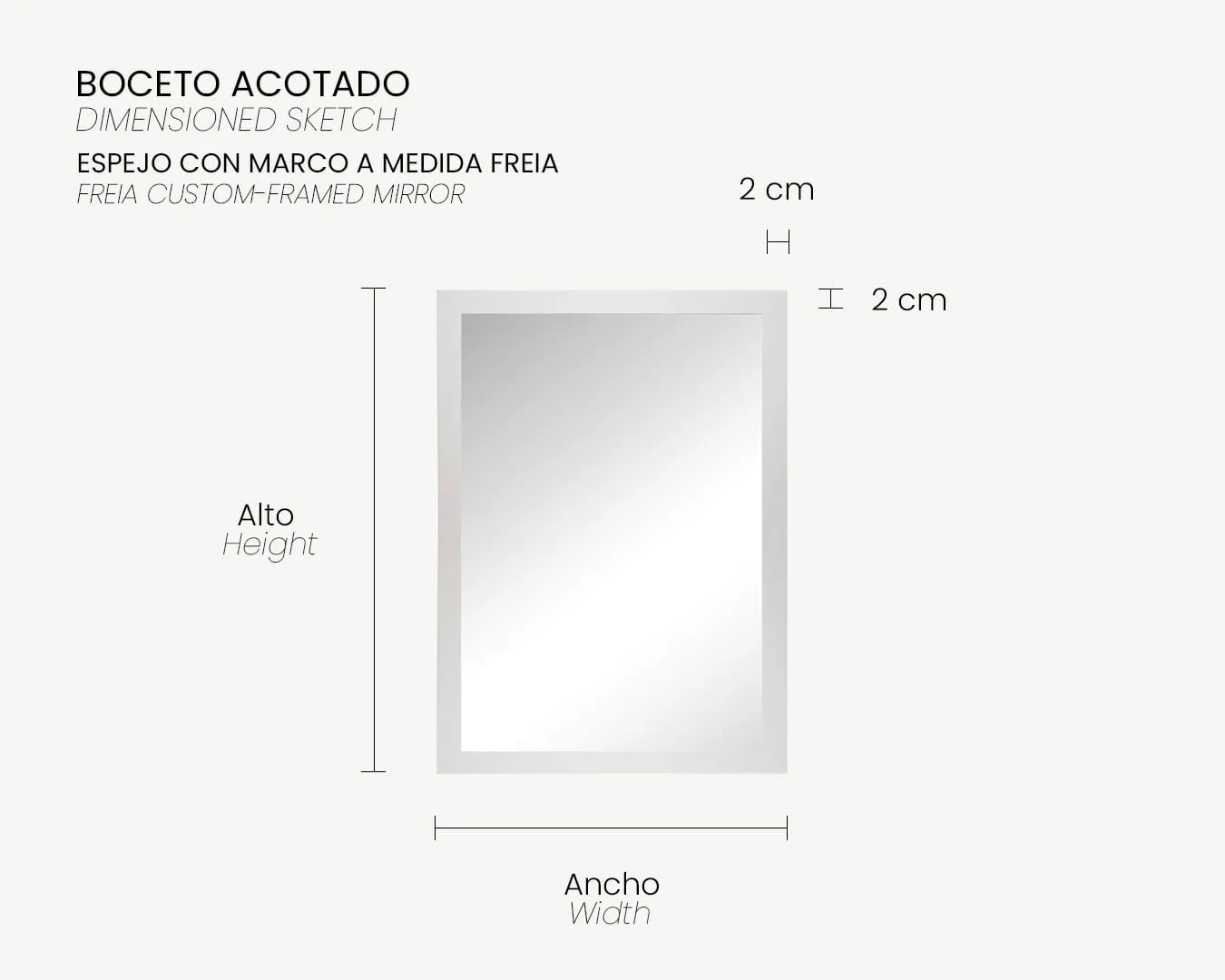 04_Boceto Acotado_Espejo a medida FREIA-Blanco Ref. 646