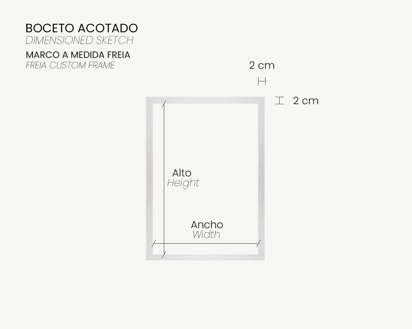 04_Boceto Acotado_Marco a medida FREIA-Blanco Ref. 646