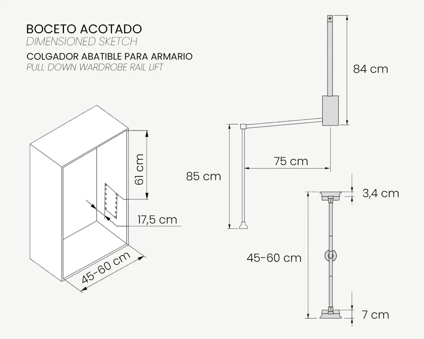 04_Boceto Acotado_COLGADOR ABATIBLE PARA ARMARIOS