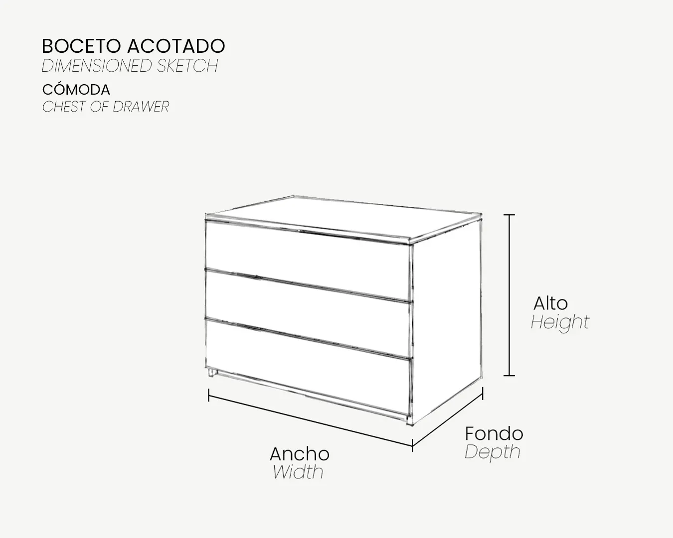 00_Boceto Acotado_Cómoda BASIC_3 cajones_1