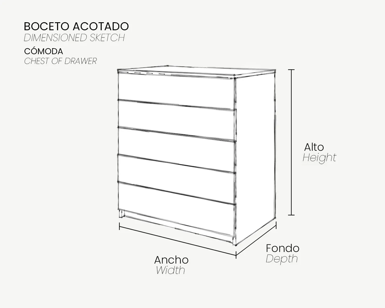 00_Boceto Acotado_Cómoda BASIC_5 cajones_3