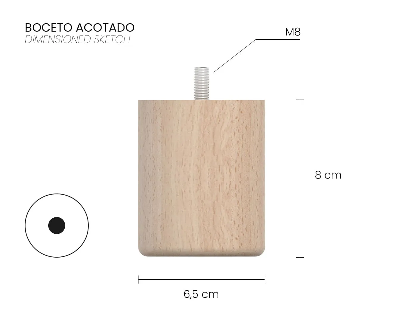 01_Boceto Acotado_Pata de Madera_CHOPIN_8cm