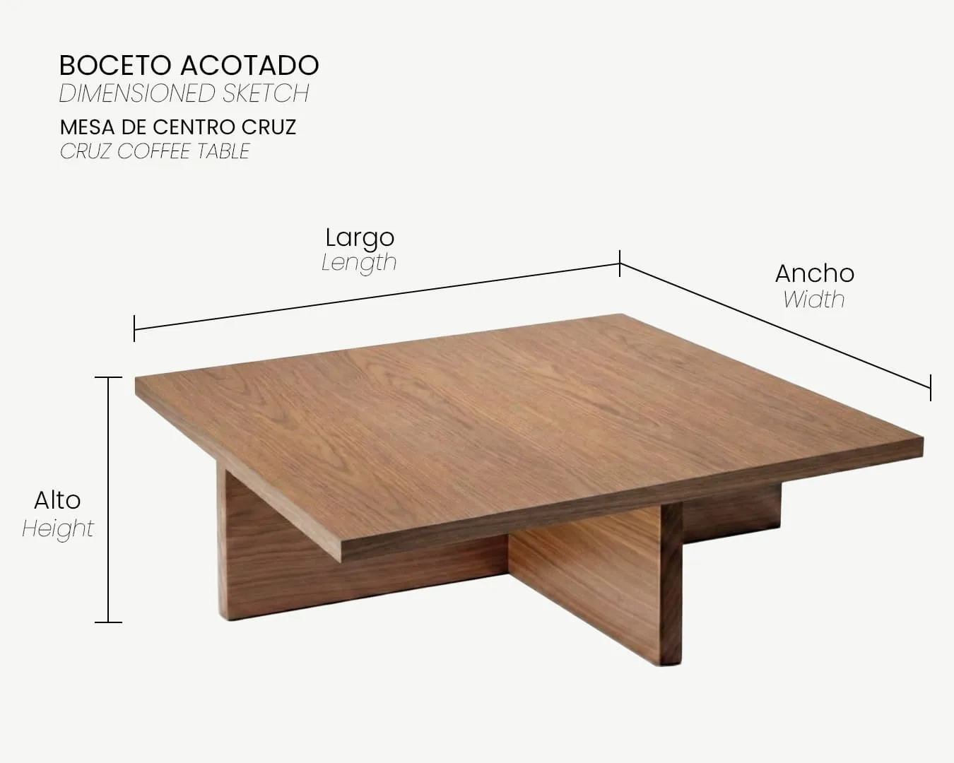 04_Boceto Acotado_Mesa de centro de melamina CRUZ