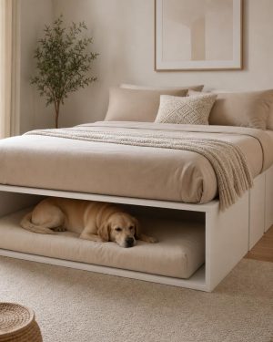 Canapé con almacenaje y cama para perro integrada COLIVING