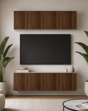 Mueble de tv suspendido con estanteria