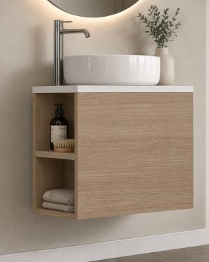 Mueble IDARAH para baño pequeño acceso izquierda