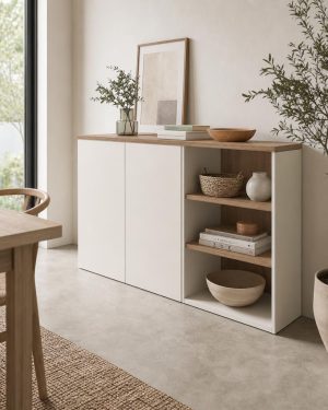Mueble comedor blanco y madera ANTOINE