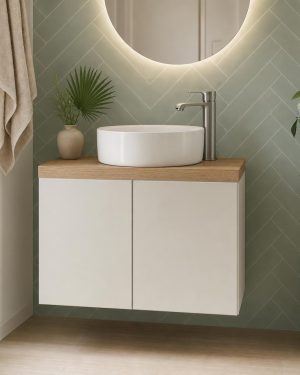 Mueble baño blanco y madera RUPPERT
