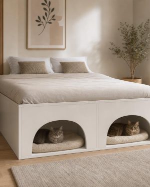 Canapé con almacenaje y cama para gatos