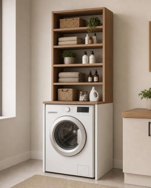 Mueble cubre lavadora con estantería